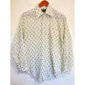 VTG Sears Mens Store Shirt L Perma Prest Knit Dress Geometric Disco